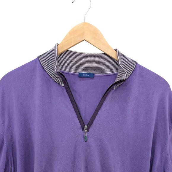 Altea 1/4 Zip Sweater Mens Purple Long Sleeve Pullover Made in Italy Size L - Picture 4 of 9